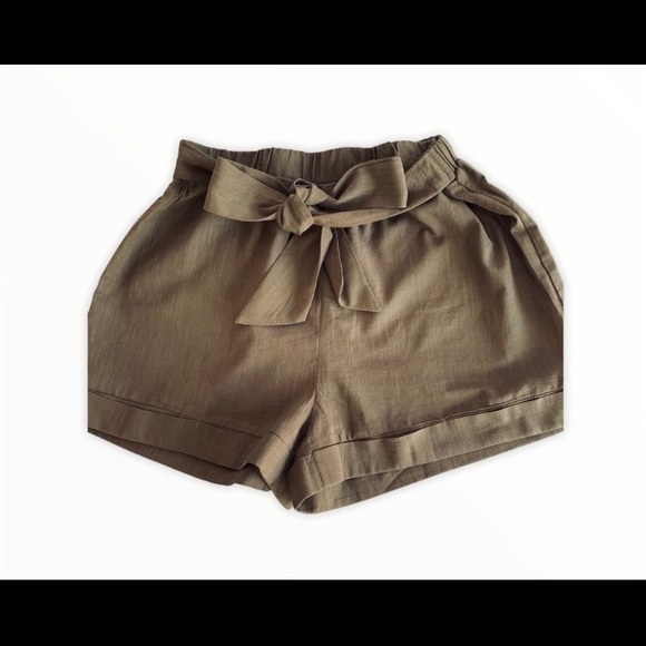 Greenish Brown Tie Shorts Sz S - Picture 3 of 5